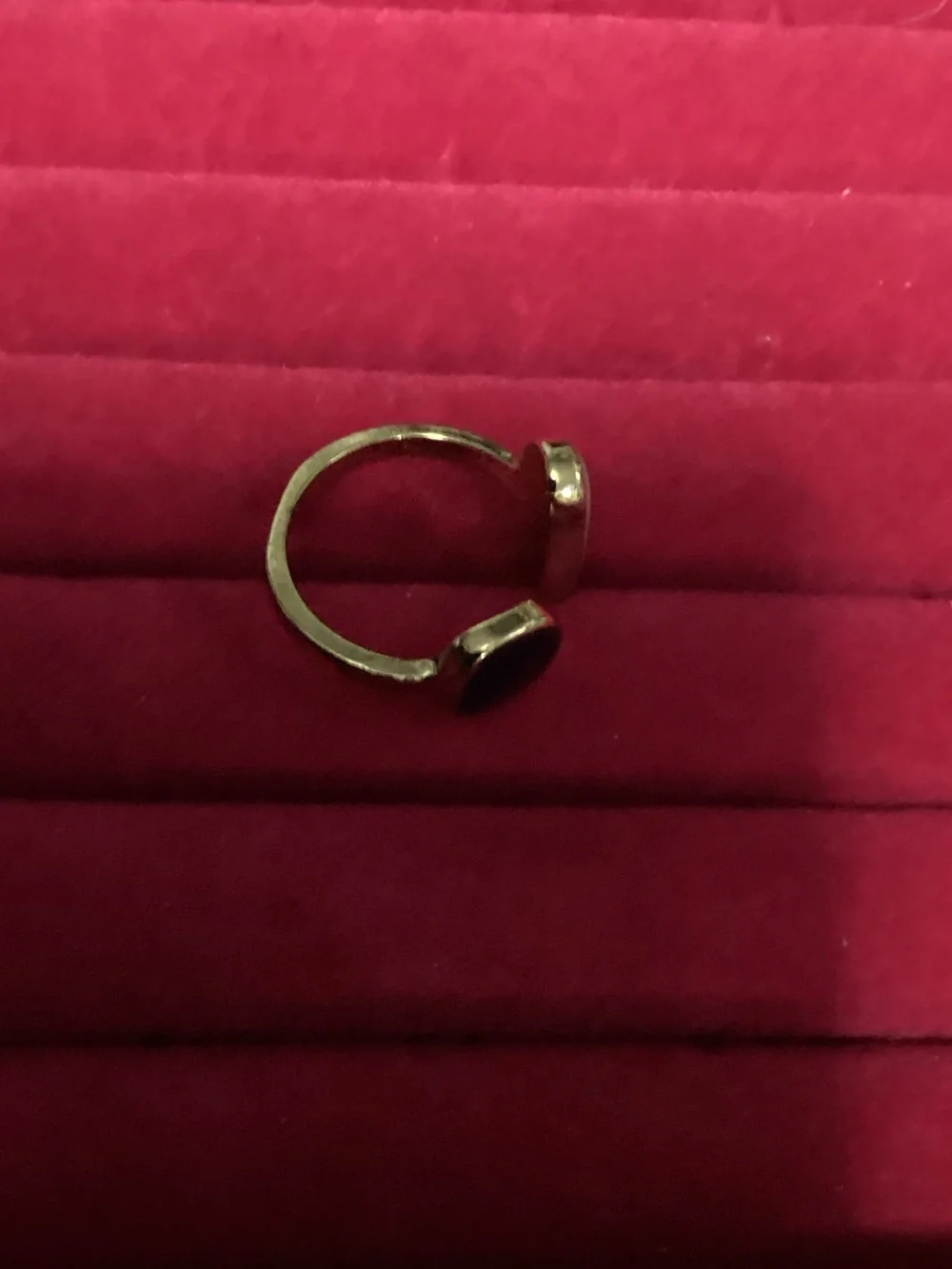 Double Black & Green Stone Ring with Adjustable Band